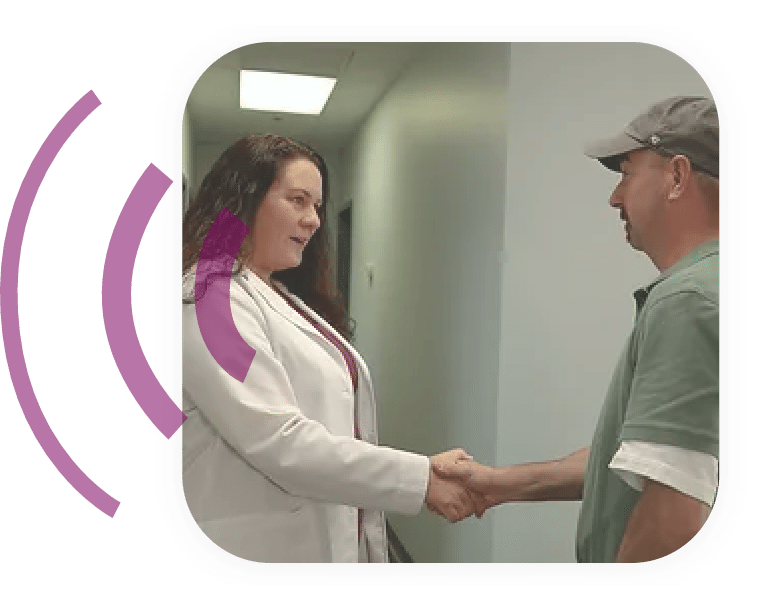 Dr. Jessica Woods meeting a patient